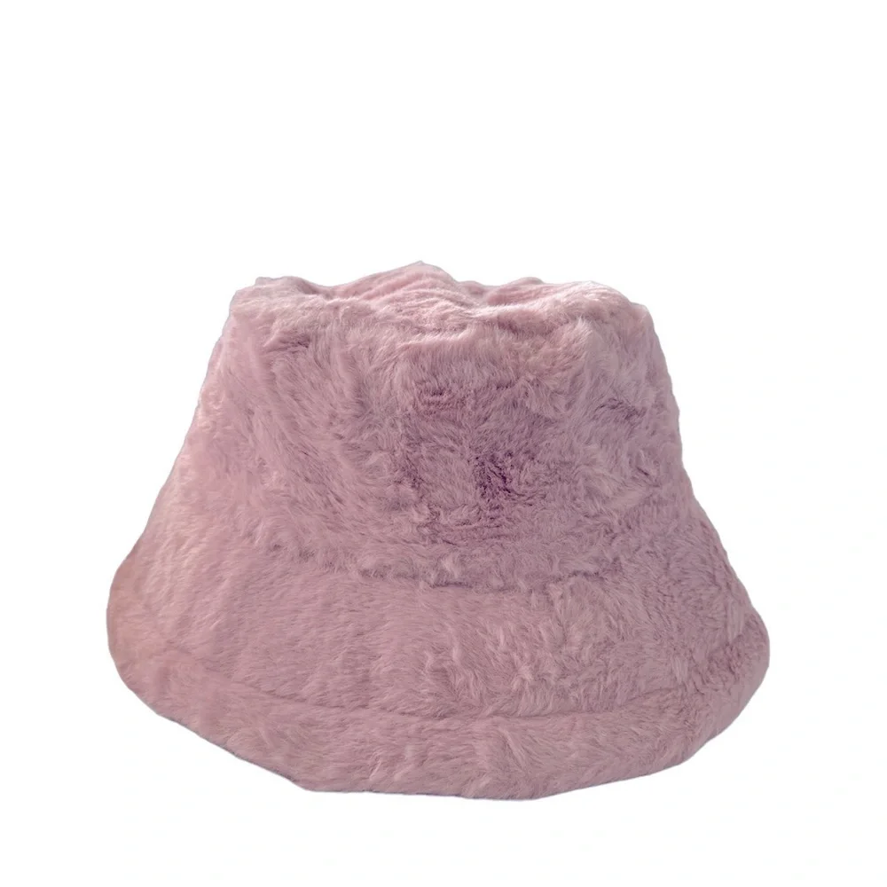 Faux Fur Soft Pink Bucket Hat Brand New